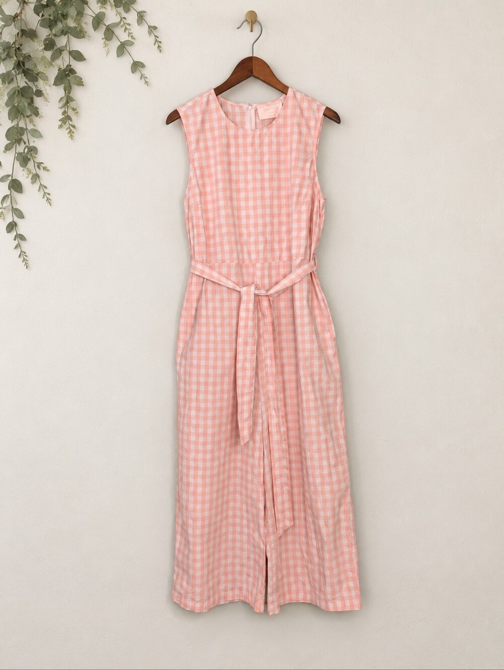 ban.do Easy Picnic Jumpsuit Pink Gingham Plaid XL X-Large